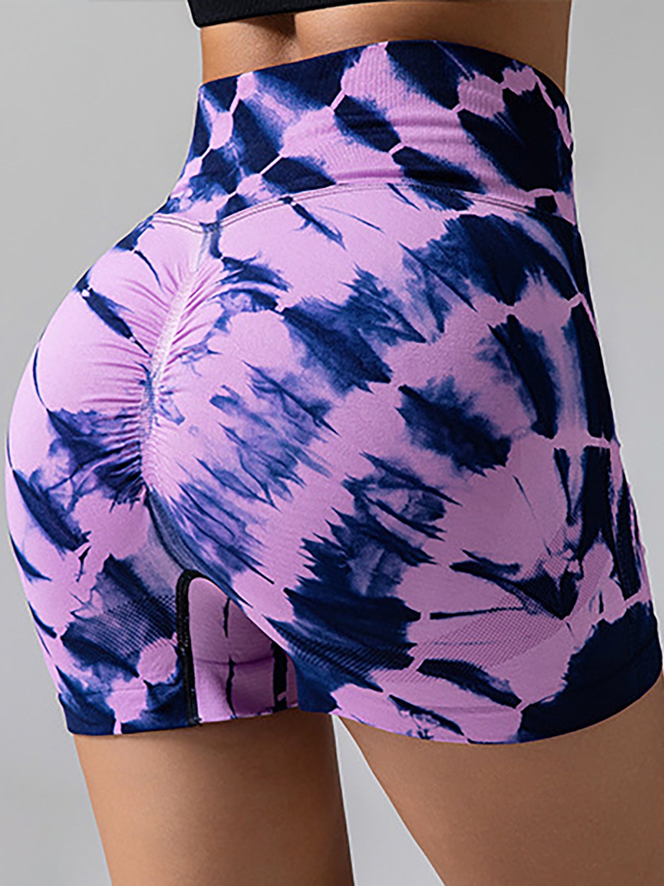 Yüksek Bel Batik Desenli Spor Şort