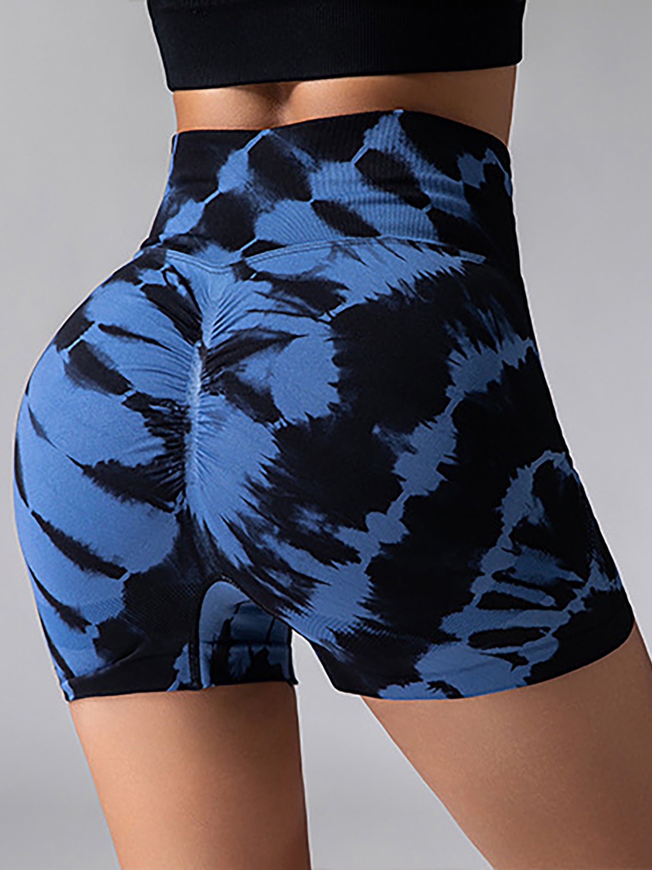 Yüksek Bel Batik Desenli Spor Şort