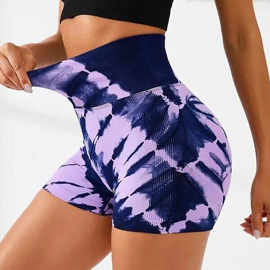 Yüksek Bel Batik Desenli Spor Şort